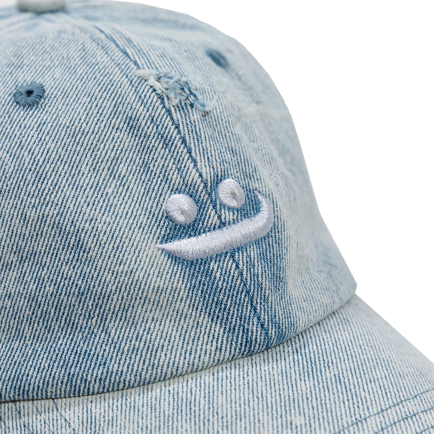 Denim cap, distressed, blue, washed, modern, baseball cap, man, woman, unisex, embroidery, ripped
