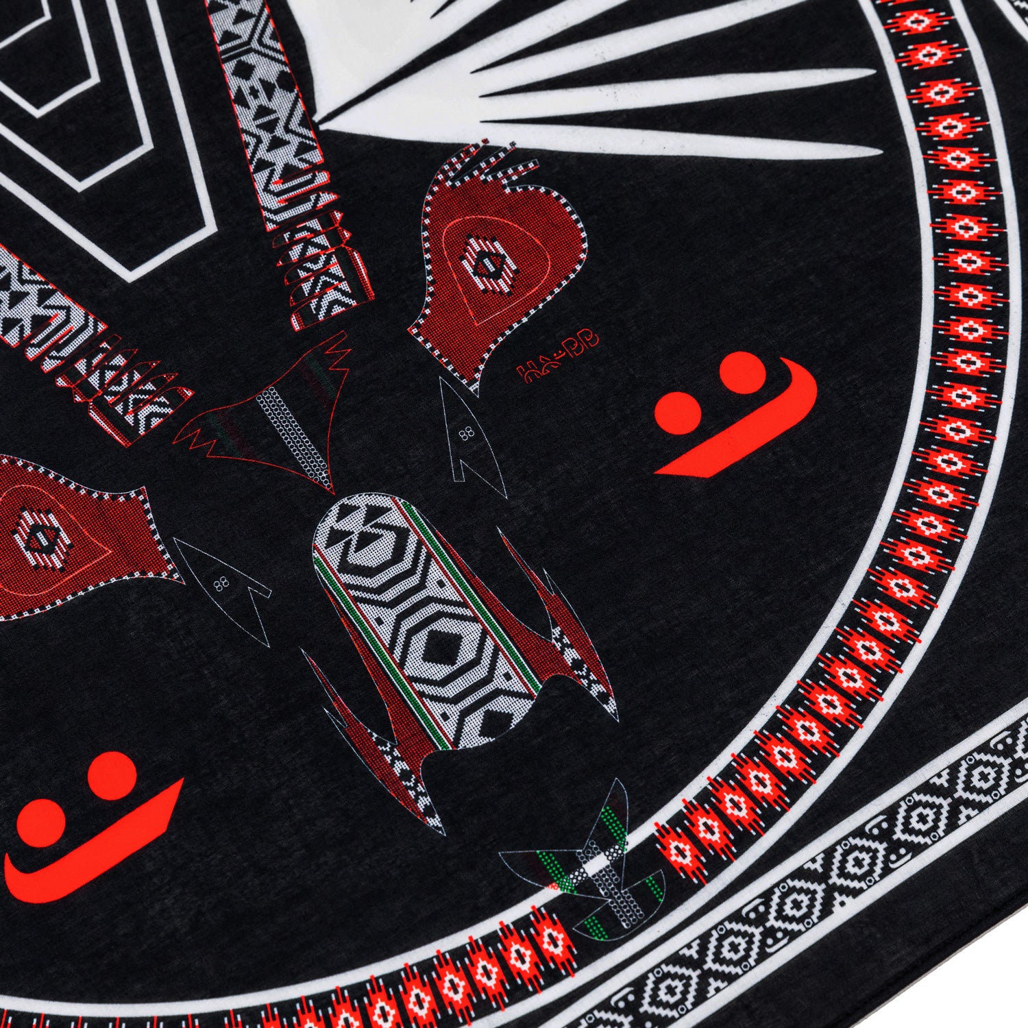 bandana, Oryx, red, black, white, square 55x55, cotton, Model