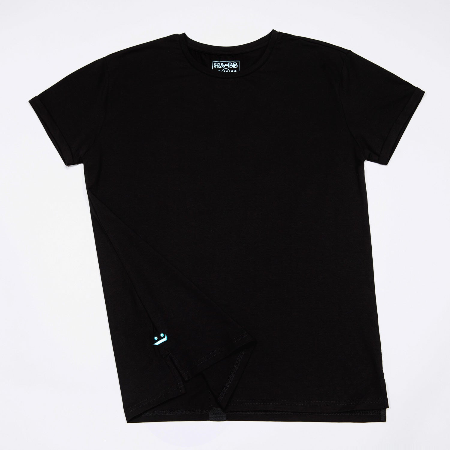 Deep black, T-shirt, shirt, man, plane tee, soft cotton, sleek, front view,