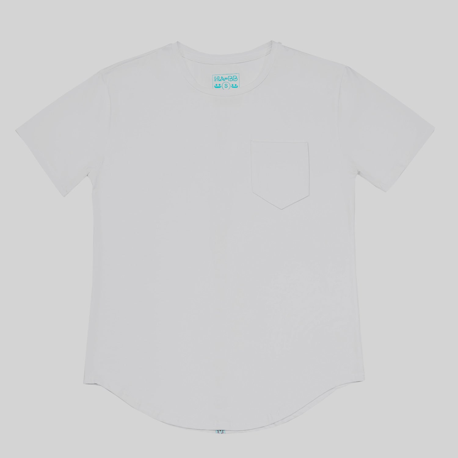 White T-shirt, front pocket, short sleeves, Al Sadu, Print, rounded bottom, modern, Man, front view