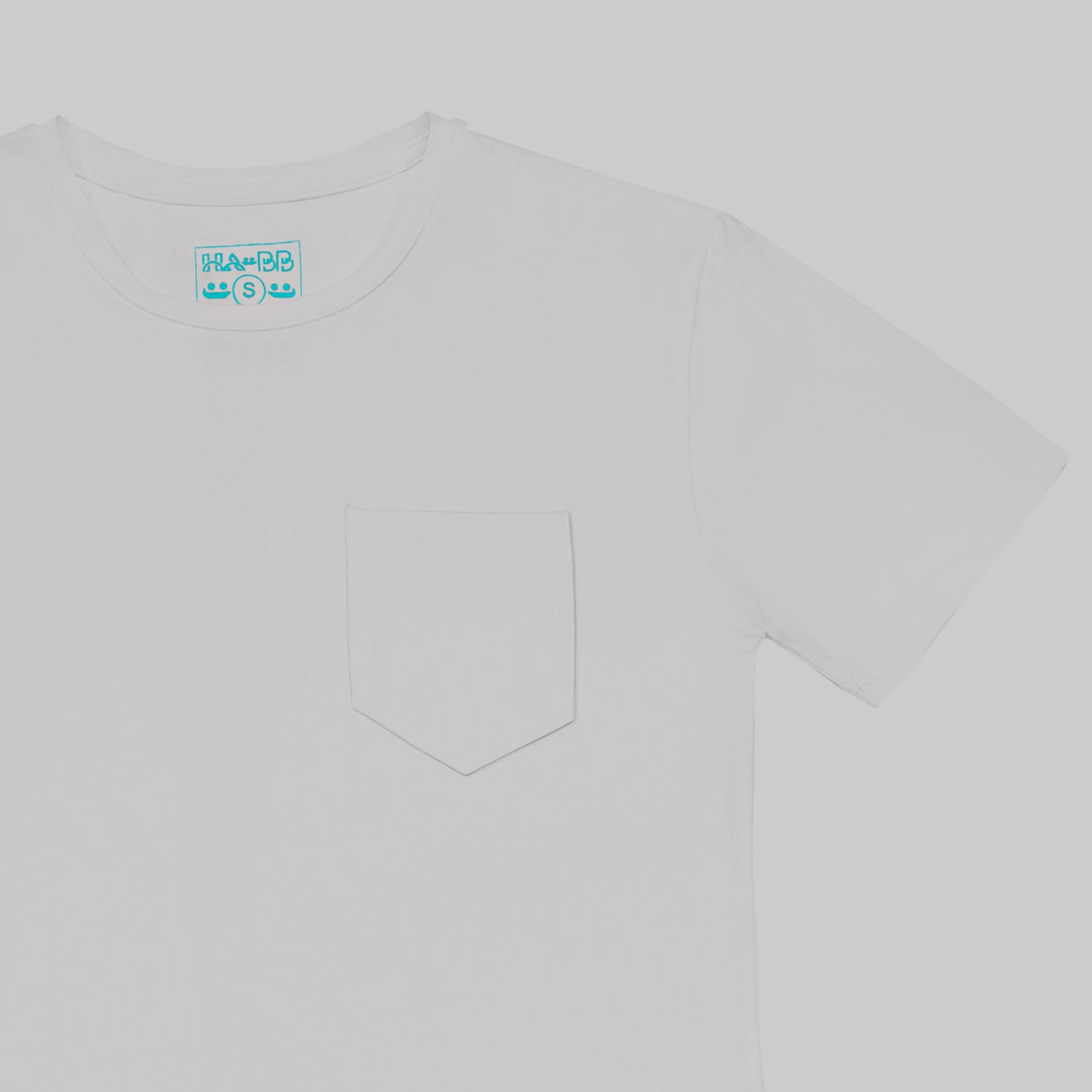 White T-shirt, front pocket, short sleeves, Al Sadu, Print, rounded bottom, modern, Man, detail view
