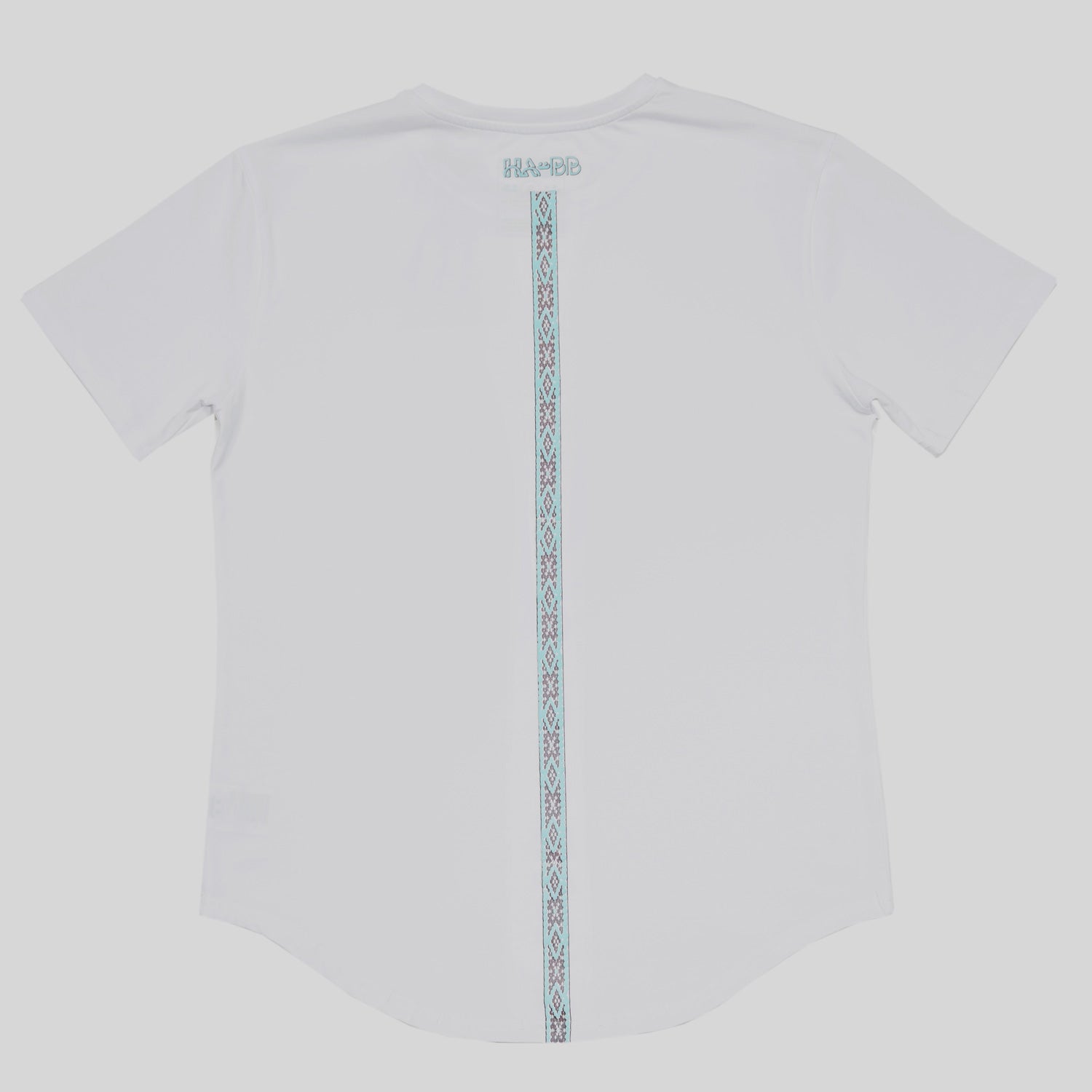 White T-shirt, front pocket, short sleeves, Al Sadu, Print, rounded bottom, modern, Man, back view