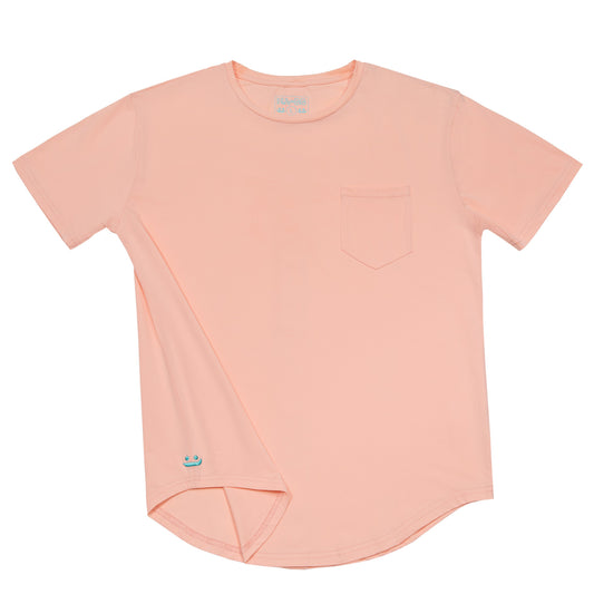 Man, T-shirt, Tee, Pink, embroidery, round neck, short sleeve, pocket