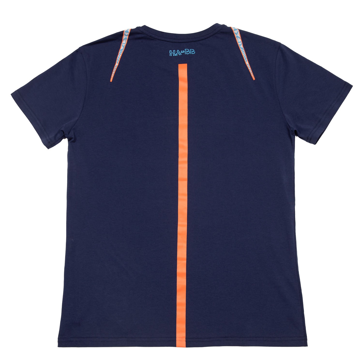 Oryx, Tradition, WWF, blue t-shirt, tee, blue, orange print, man, back view, 