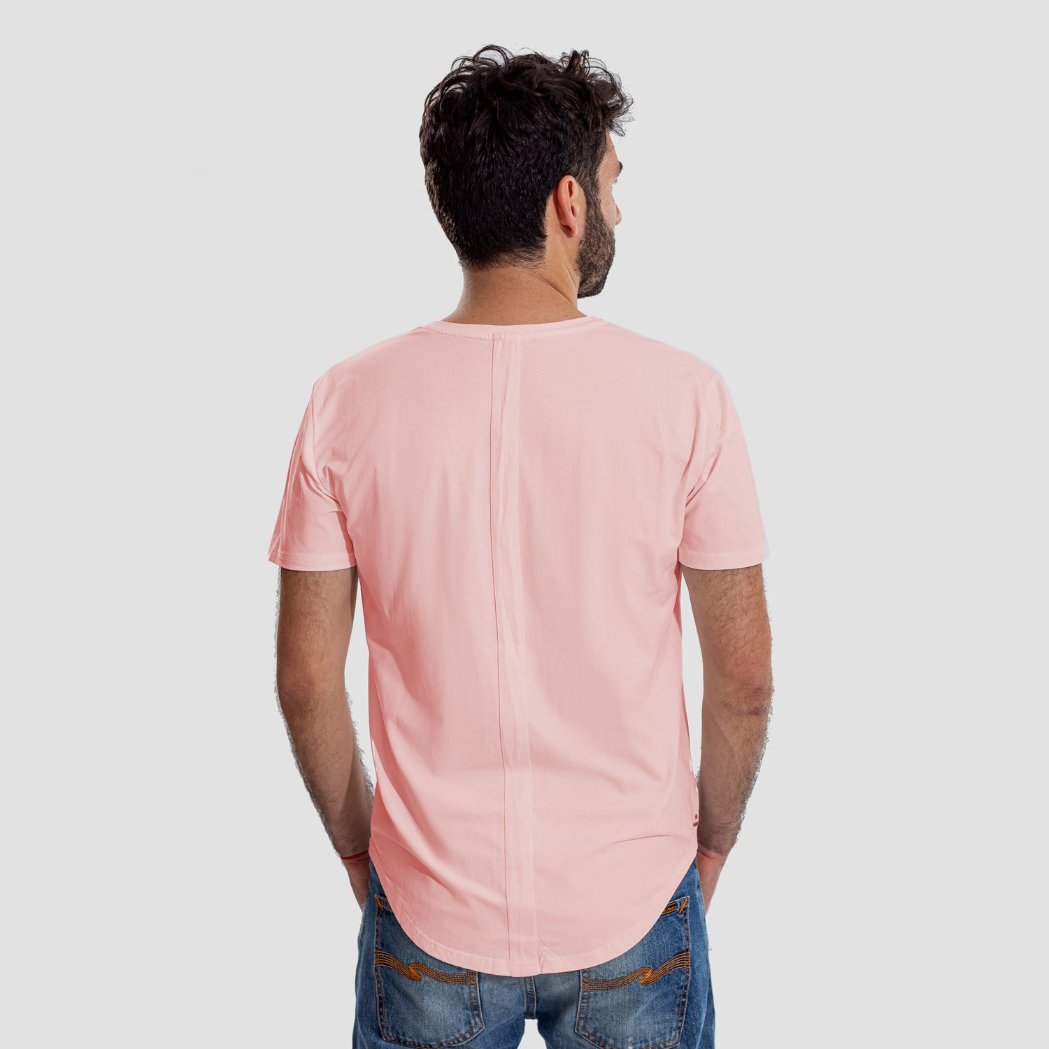 Man, T-shirt, Tee, Pink, embroidery, round neck, short sleeve, pocket