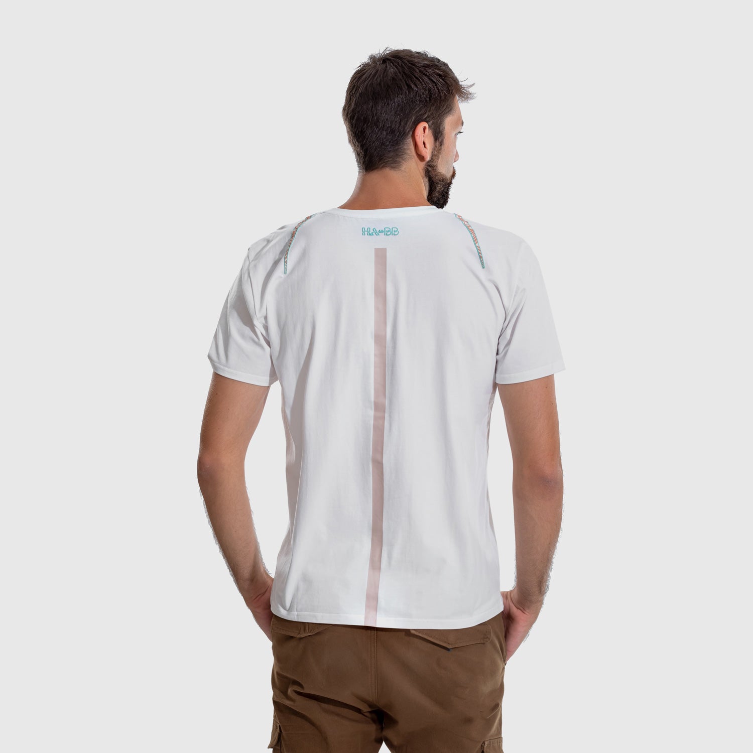 Oryx, Tradition, WWF, white t-shirt, tee, beige print, man, front view, Model Back view